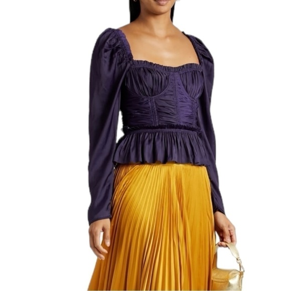 Ulla Johnson Midnight Blue Ruched Blouse - Picture 1 of 12